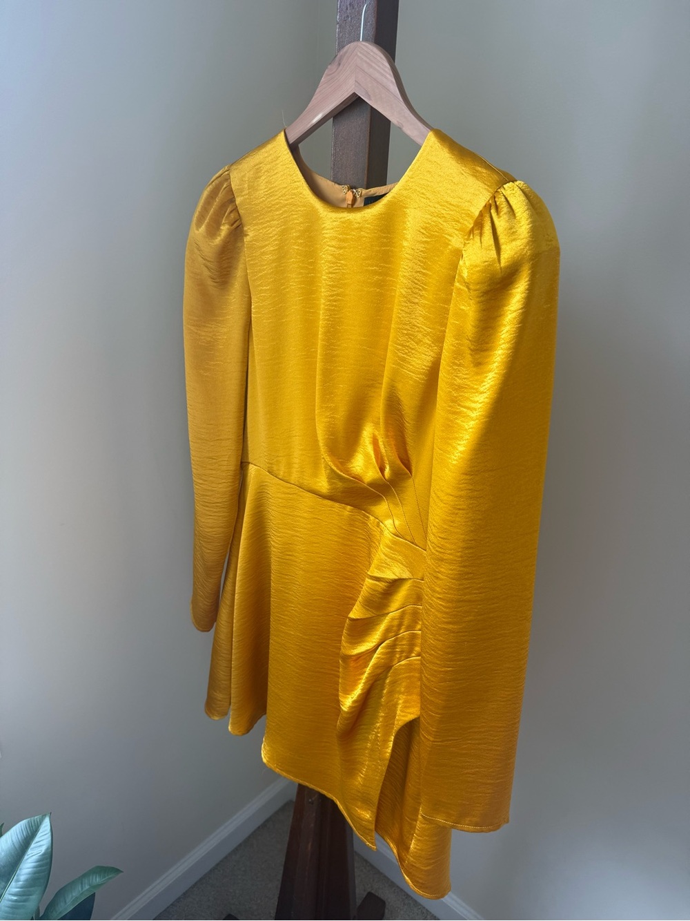 House of Harlow 1960 Satin Mini Dress in Bright Yellow